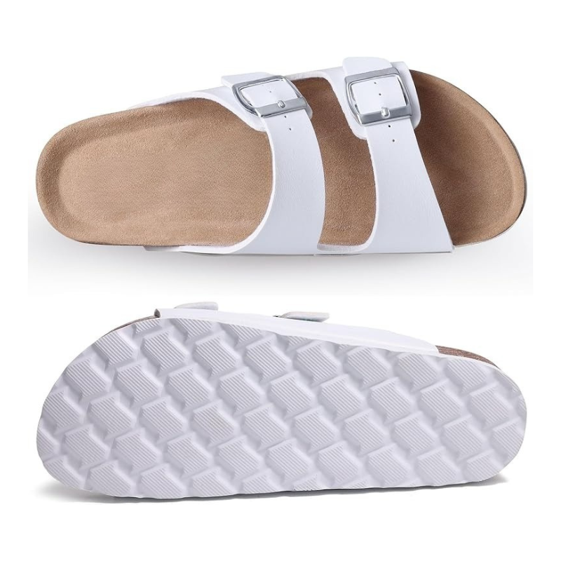Cork Footbed Sandals With Adjustable Buckle With Slip Resistant Sole