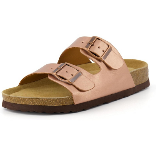 Adjustable Double Strap Cork Sandals With Supportive Footbed