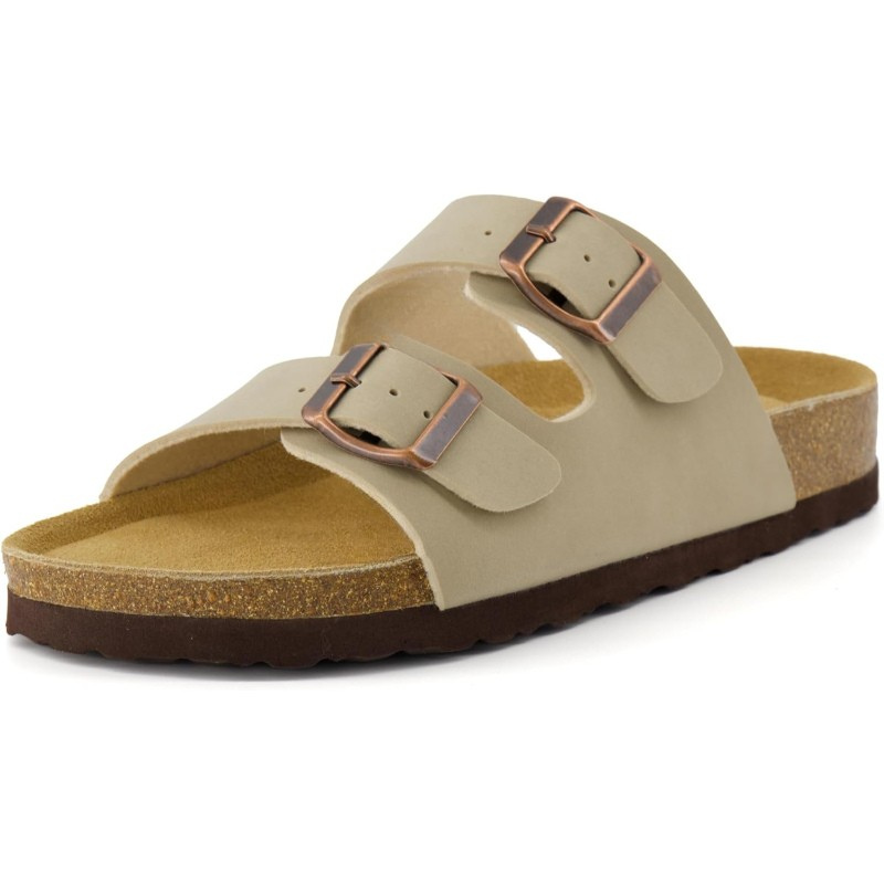Adjustable Double Strap Cork Sandals With Supportive Footbed