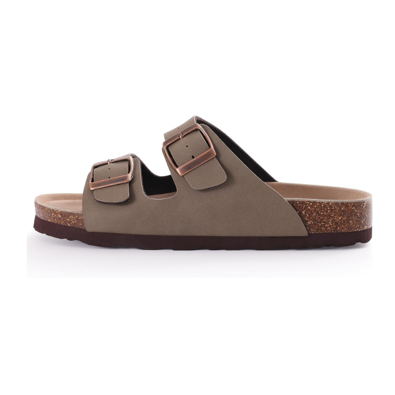 Cork Footbed Sandals With Adjustable Buckle With Slip Resistant Sole