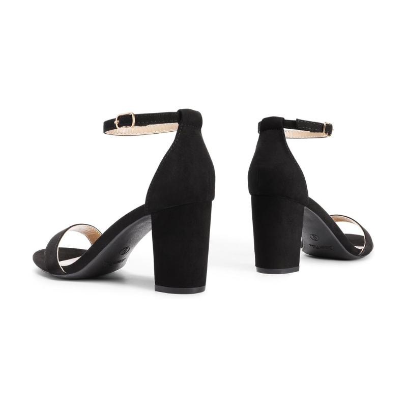 Suede Pump Chunky Sandals With Adjustable Buckle Strap