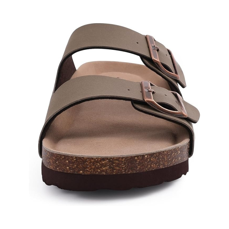 Cork Footbed Sandals With Adjustable Buckle With Slip Resistant Sole