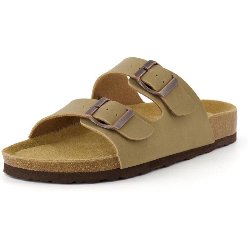 Adjustable Double Strap Cork Sandals With Supportive Footbed