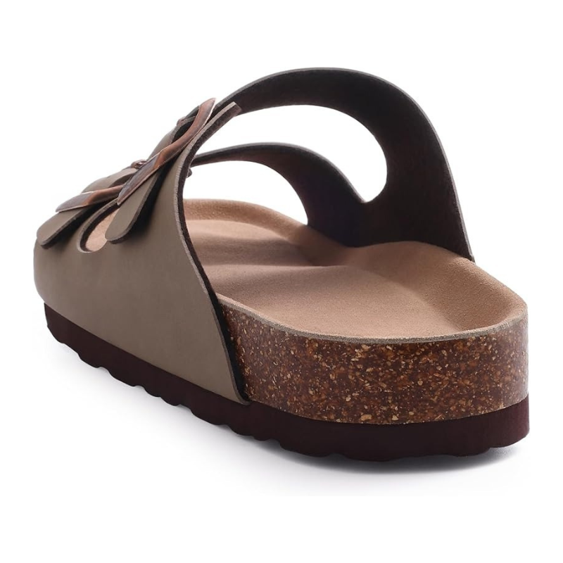 Cork Footbed Sandals With Adjustable Buckle With Slip Resistant Sole