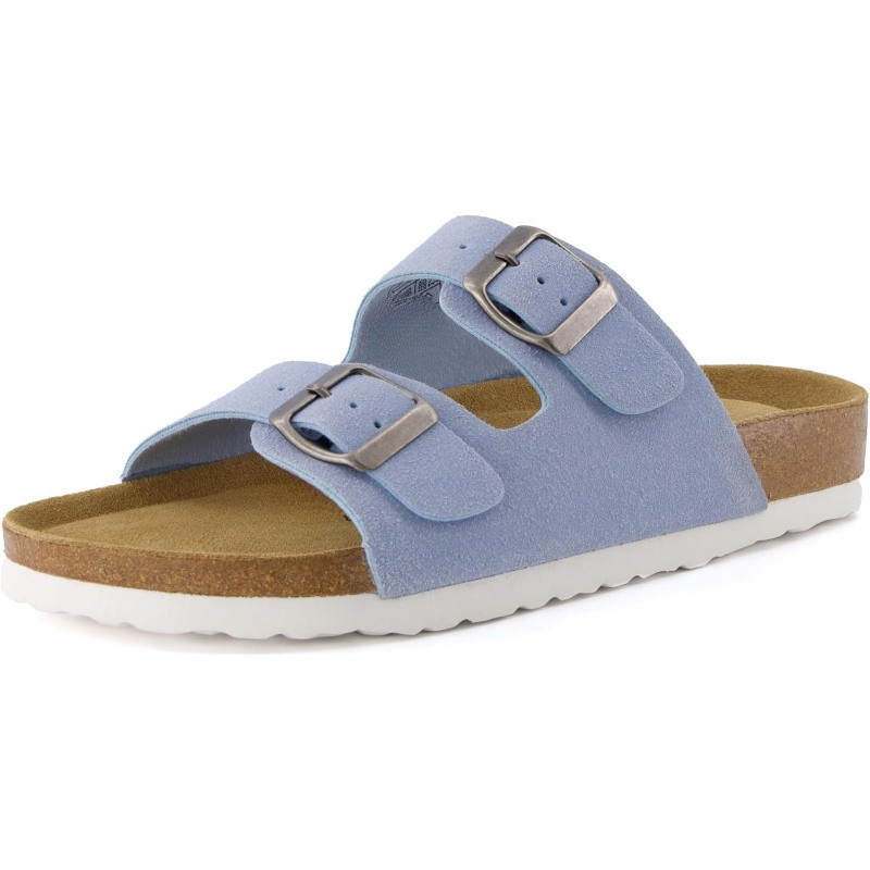Double Strap Cork Footbed Sandals With Adjustable Fit EVA Sole