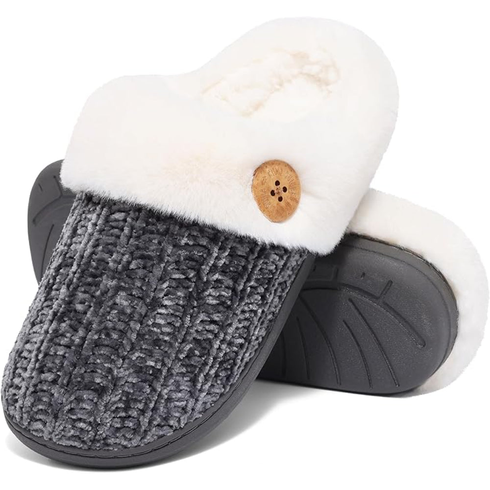 Knitted House Sandals Memory Foam With Plush Lining