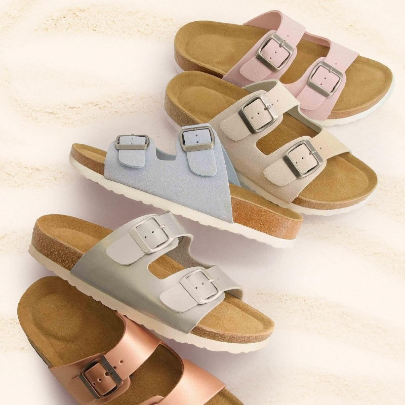 Adjustable Double Strap Cork Sandals With Supportive Footbed