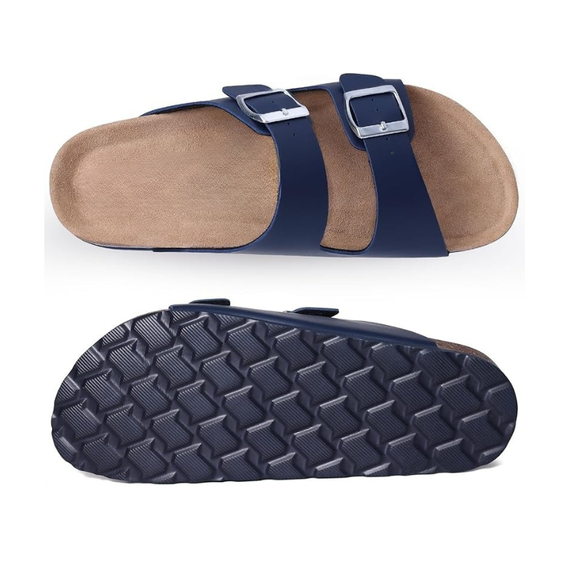 Cork Footbed Sandals With Adjustable Buckle With Slip Resistant Sole