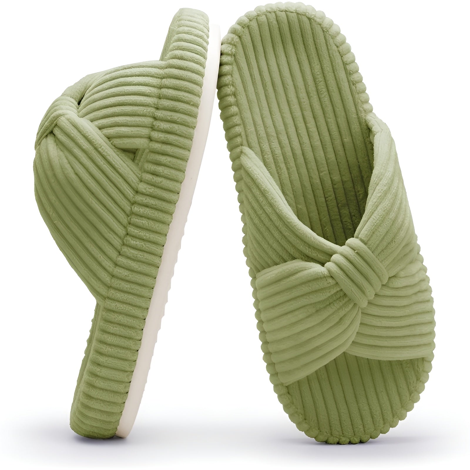 Textured Corduroy Slide Slippers With Soft Cushioning For Comfort