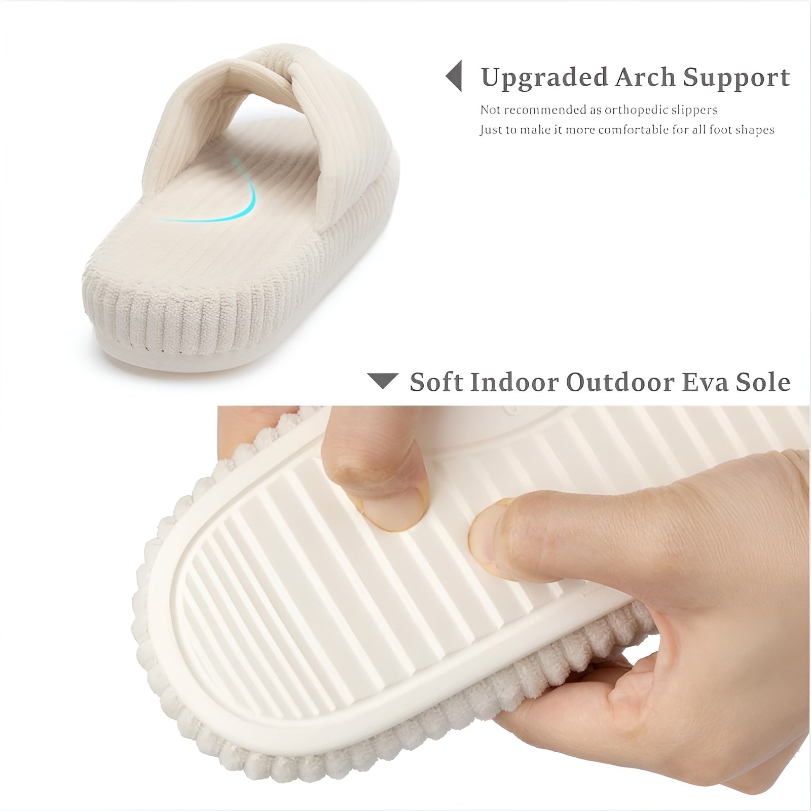 Textured Corduroy Slide Slippers With Soft Cushioning For Comfort
