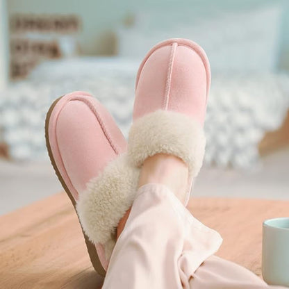 Cozy Fleece Lined Suede Plush Slippers