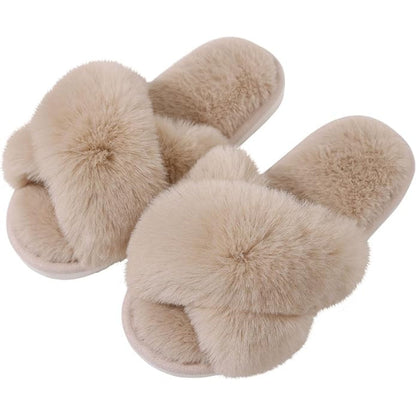 Fuzzy Cross Band Foam Slippers