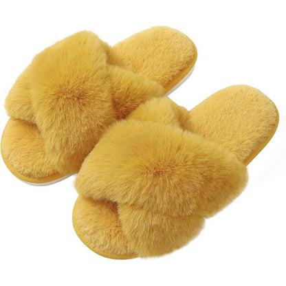 Fuzzy Cross Band Foam Slippers