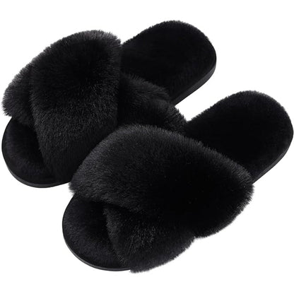 Fuzzy Cross Band Foam Slippers