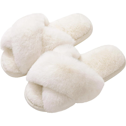 Fuzzy Cross Band Foam Slippers