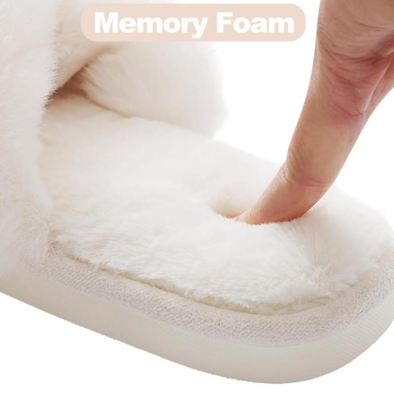 Fuzzy Cross Band Foam Slippers