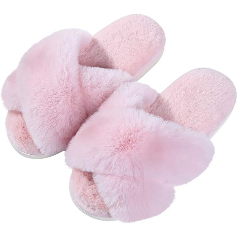 Fuzzy Cross Band Foam Slippers