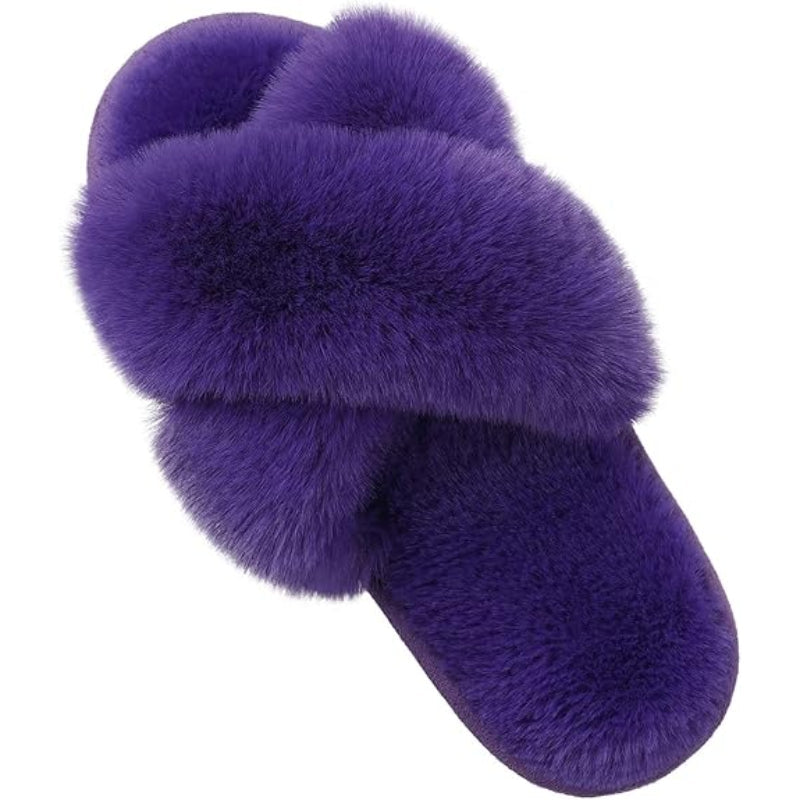 Fuzzy Cross Band Foam Slippers