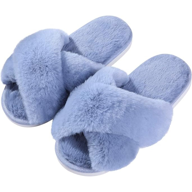 Fuzzy Cross Band Foam Slippers