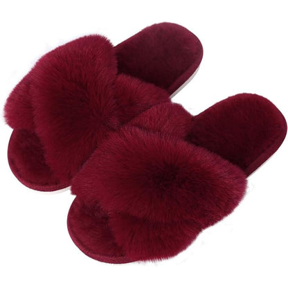 Fuzzy Cross Band Foam Slippers