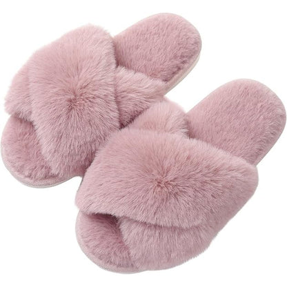 Fuzzy Cross Band Foam Slippers