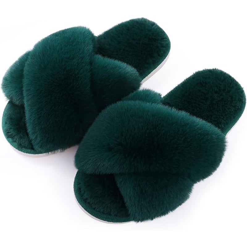 Fuzzy Cross Band Foam Slippers