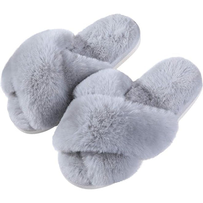 Fuzzy Cross Band Foam Slippers