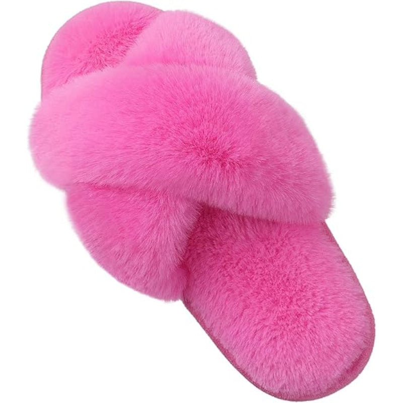 Fuzzy Cross Band Foam Slippers