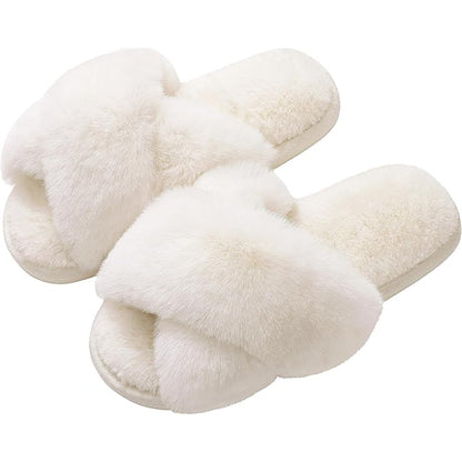 Fuzzy Foam Slippers With EVA Sole