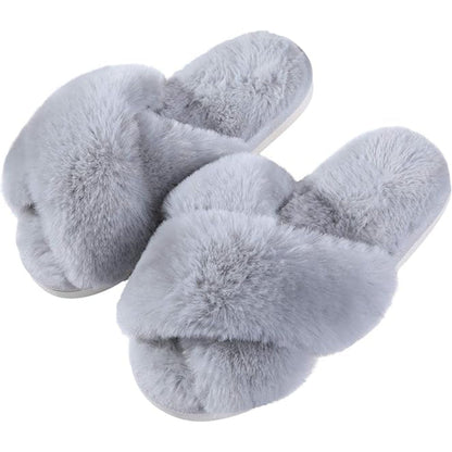 Fuzzy Foam Slippers With EVA Sole