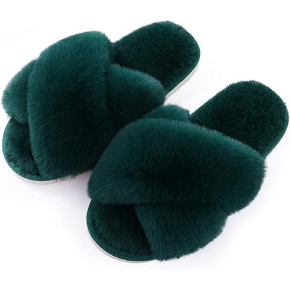 Fuzzy Foam Slippers With EVA Sole