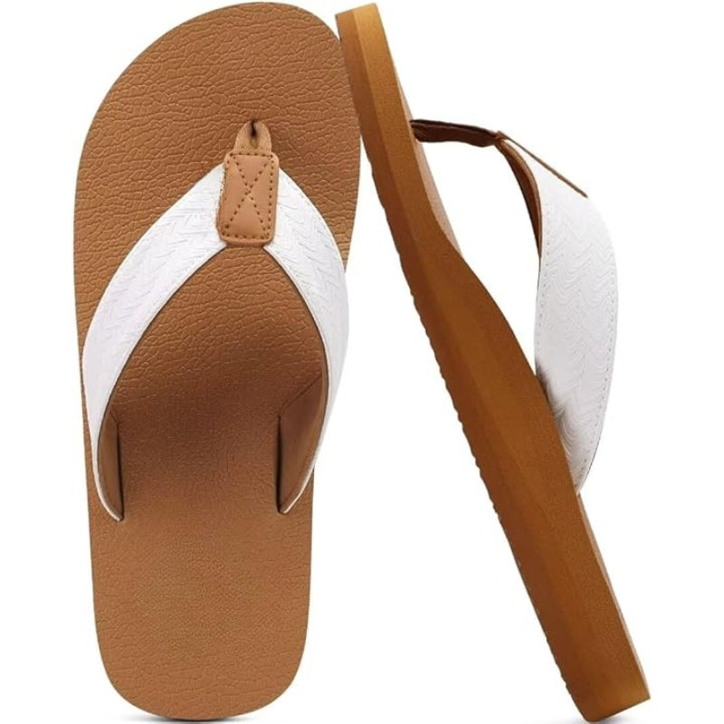 Leather Slip On Sandals With Supportive Arch And Cushioned Sole