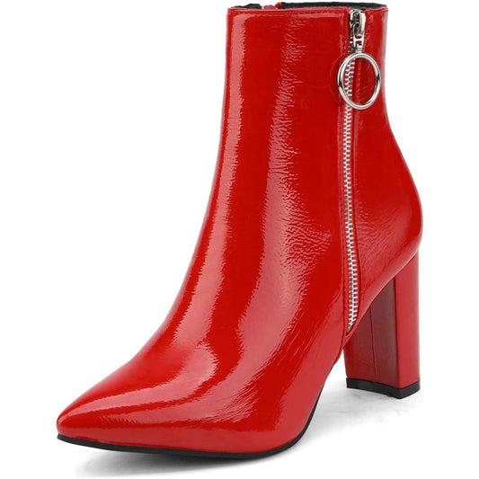 Side Zipper Pointed Block Boots