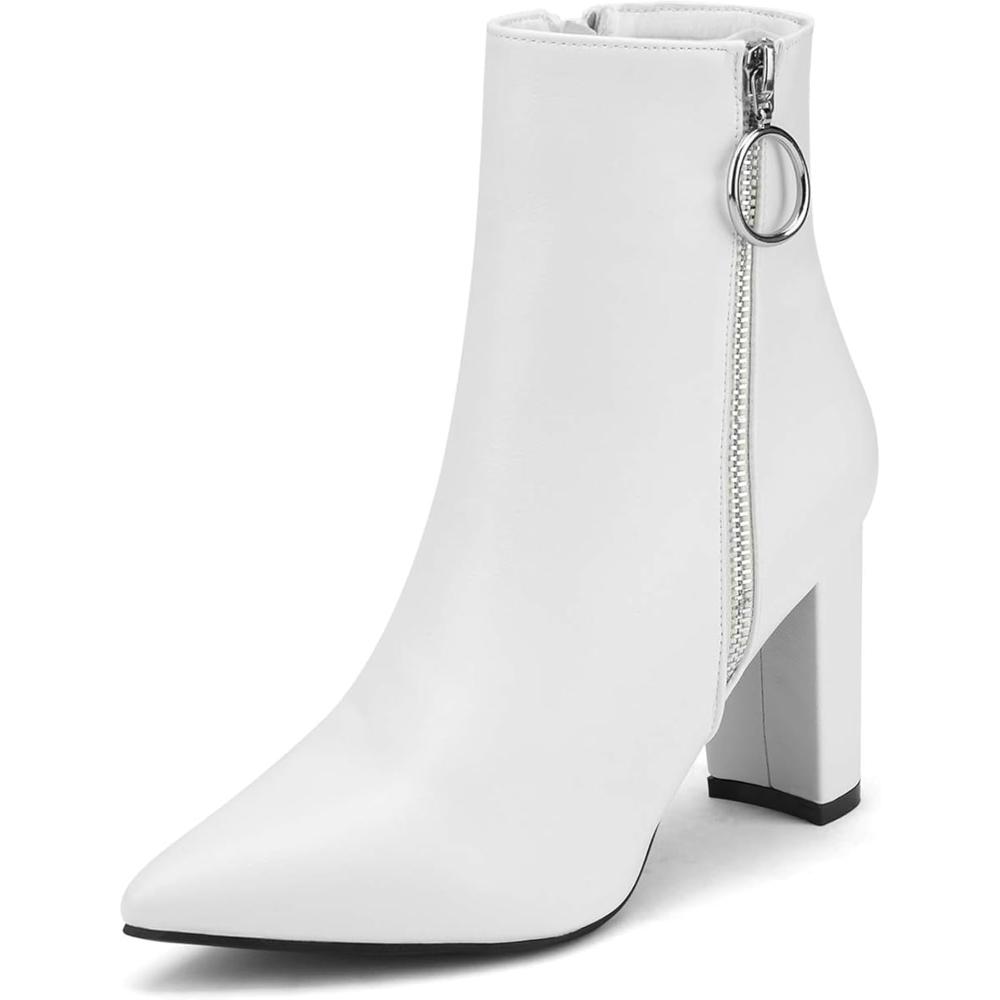 Side Zipper Pointed Block Boots