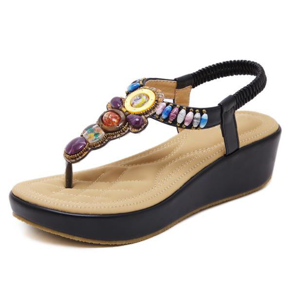 Rhinestone Bohemian Thick Bottom Sandals – Comfy Sandal