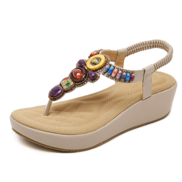 Rhinestone Bohemian Thick Bottom Sandals – Comfy Sandal